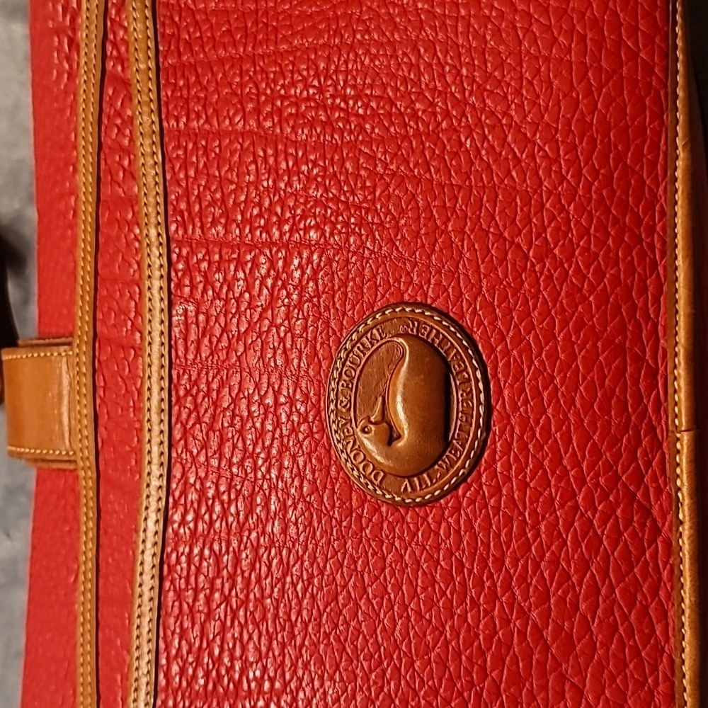 0463. EUC ~ Dooney and Bourke ~ Red Leather Equestrian Over Under Shoulder Bag ~ - Picture 9 of 14